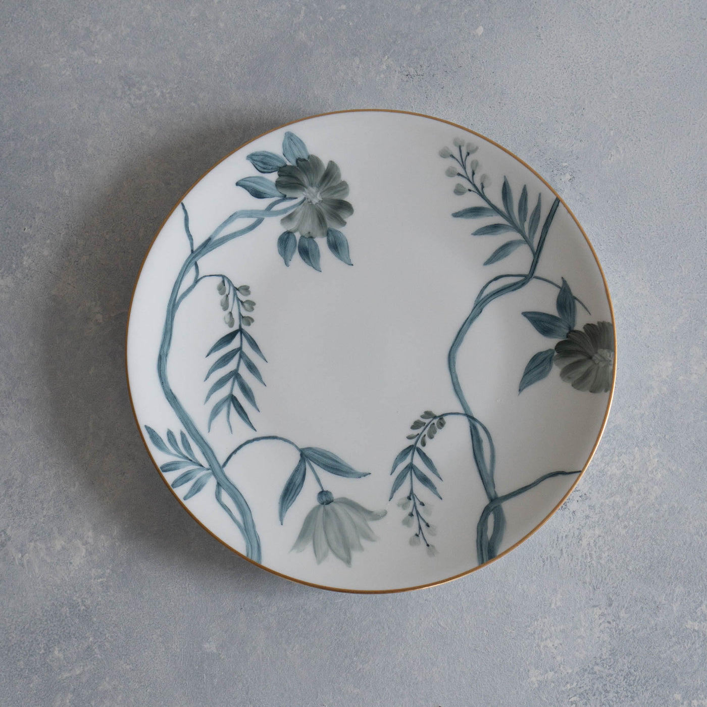 hand painted blue flower salad plate by Marie Daage