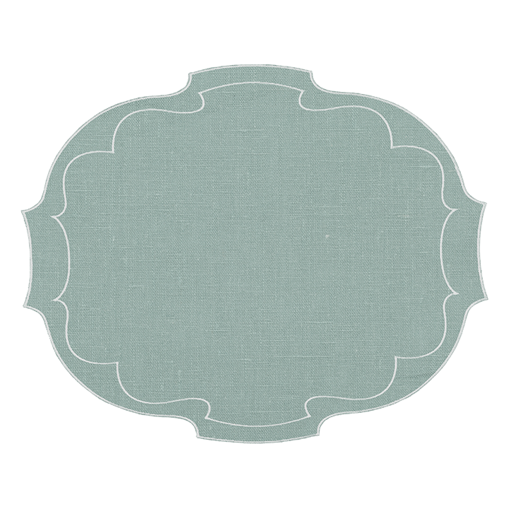 Coated Linen - Parentesi Oval (Blue Lagoon / White)