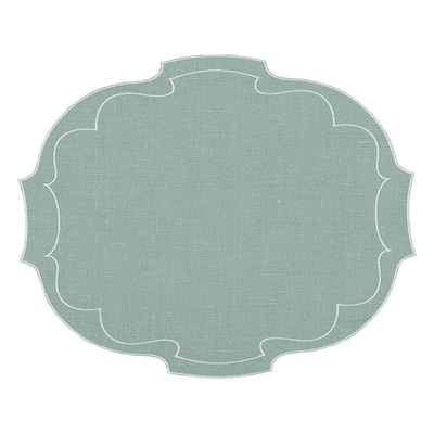 Coated Linen - Parentesi Oval (Blue Lagoon / White)