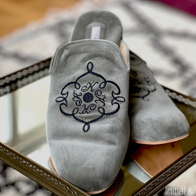 [PRE-ORDER] Men's Classic Velvet Lounge Slippers (Navy Embroidery)